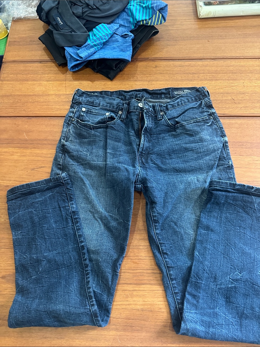 Nautica Men's Dark Blue Slim Straight Jeans